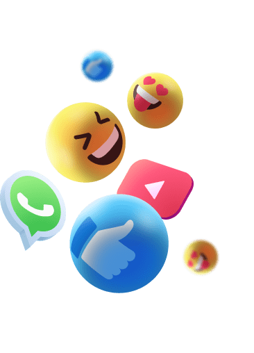 Vários icones de redes sociais entre algumas como whatsapp e youtube