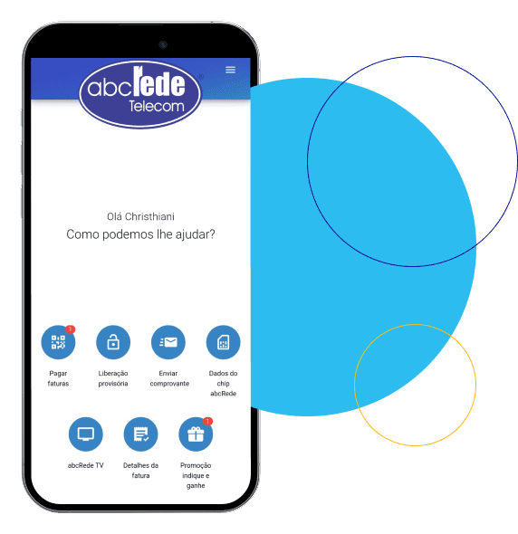 Aplicativo abcRede na aba incial do app
